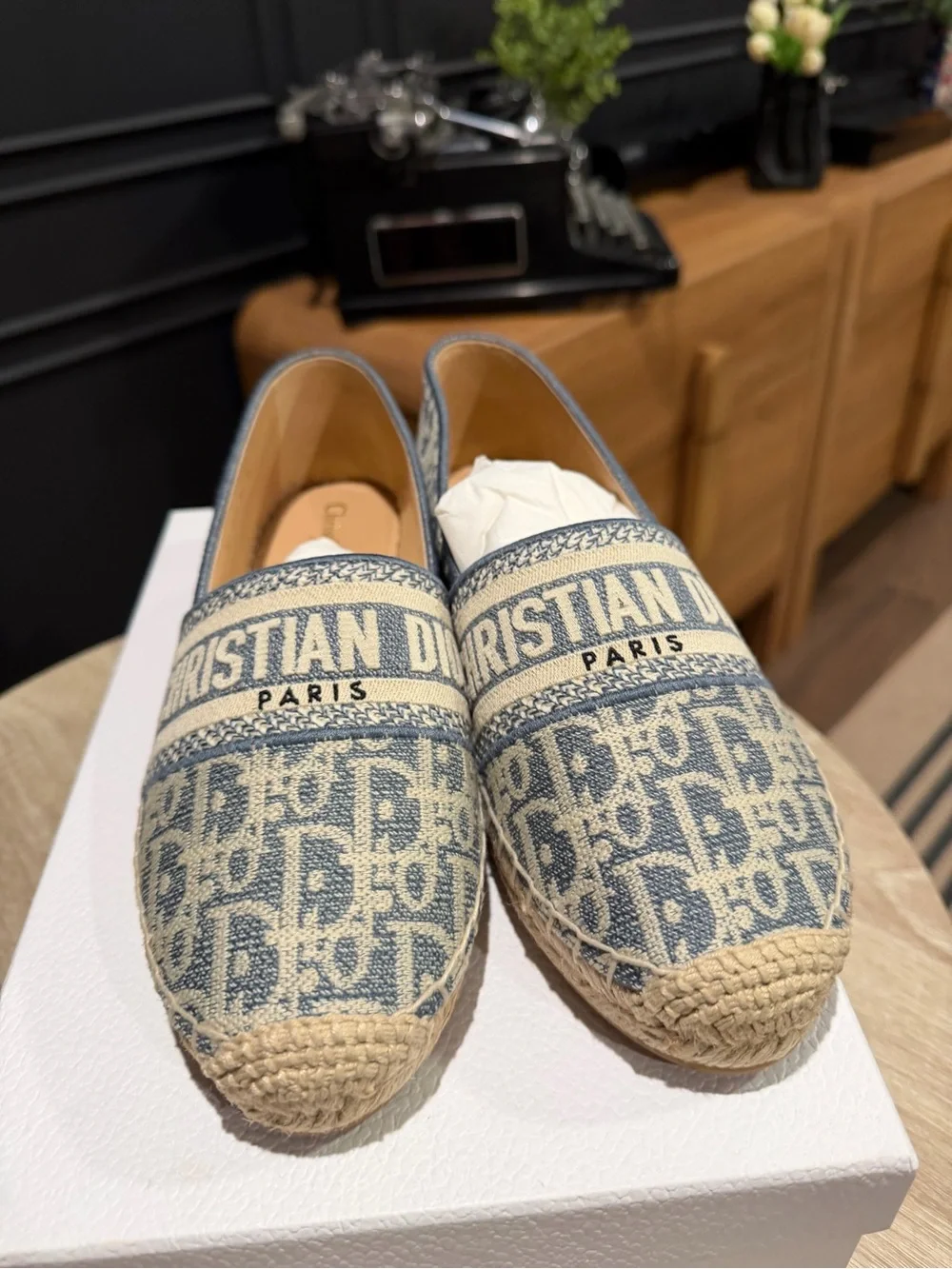 NEW IN BOX Dior Christian Dior Blue Logo Canvas Espadrilles SIZE 39